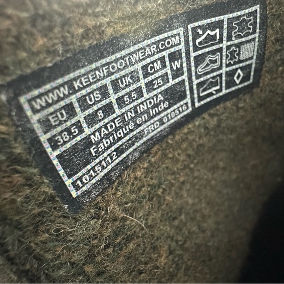 Keen Leather Booties Wedge Heel Chukka Boots Taupe Brindle Sz 8 38.5 Brown Lined - Picture 9 of 9
